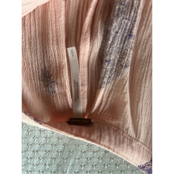 Free People Dress Pink Tree Swing Mini Oversized Keyhole Neck Flowy boho - Picture 7 of 9